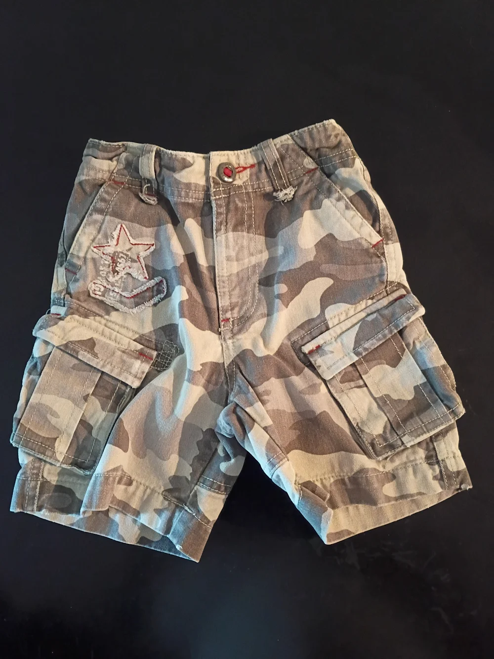 GAP Toddler Boys Camo Cargo Shorts Grey Camouflage Elastic Waist 18-24 Months